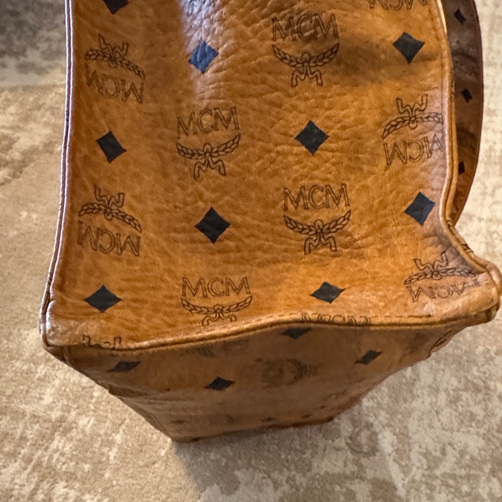 MCM Cognac Monogram Tote Bag - Picture 13 of 15